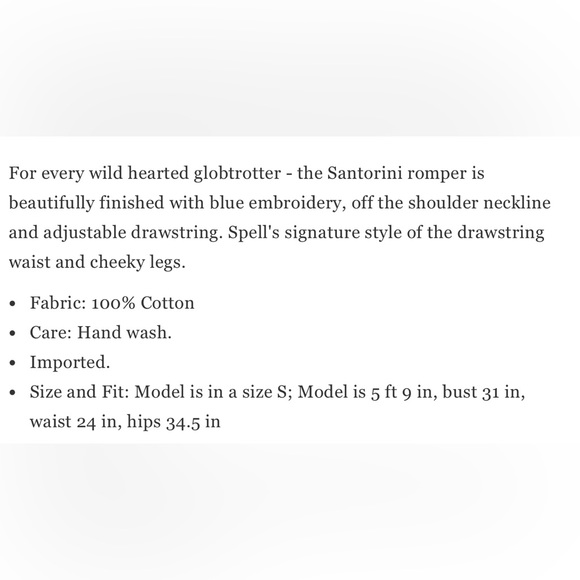 Spell & The Gypsy Santorini Embroidered Romper S - Picture 16 of 16
